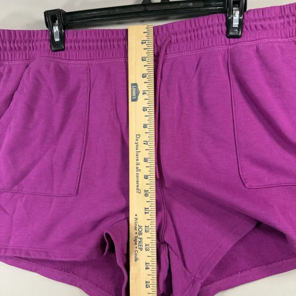 Reebok Womens High Rise Shorts Magenta Fuchsia SZ XXXL Drawstring Cotton Shorts
